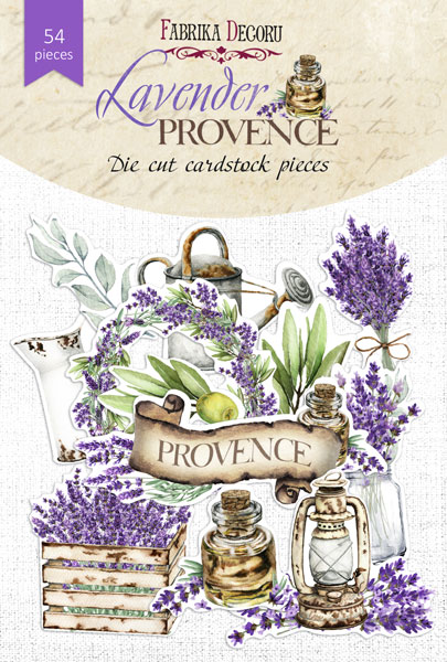 Zestaw wycinanek, kolekcja "Lavender provence", 54szt - Fabrika Decoru