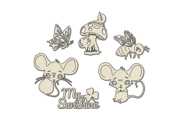 Chipboard embellishments set, Happy mouse day #782