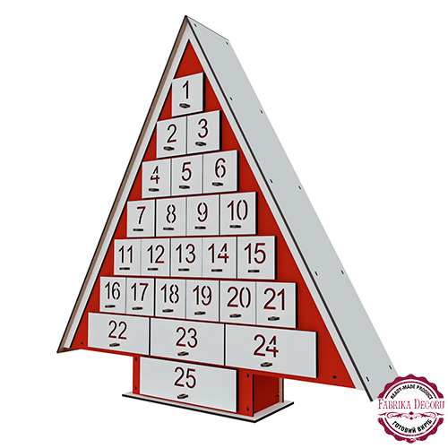 Адвент календарь на 25 дней, Красный - Белый, собранный - Фото 0
