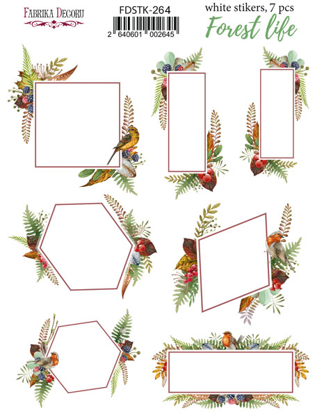 Set of stickers 7pcs Forest life #264