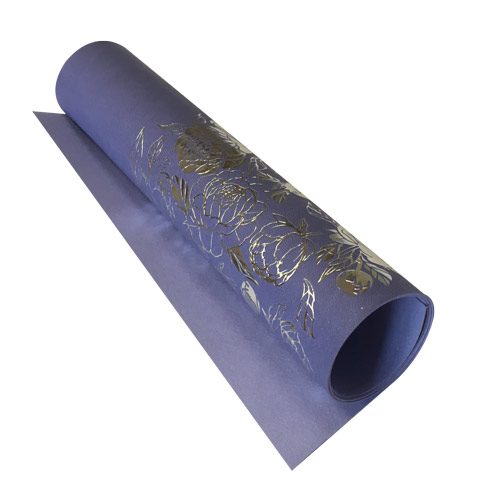 Stück PU-Leder zum Buchbinden mit silbernem Muster Silver Peony Passion, Farbe Lavendel, 50 cm x 25 cm - Fabrika Decoru