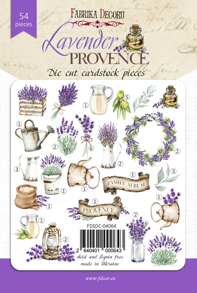 Zestaw wycinanek, kolekcja "Lavender provence", 54szt - foto 0  - Fabrika Decoru