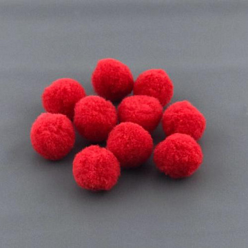 Pompons for crafts and decoration, Red, 10pcs, diameter 30mm