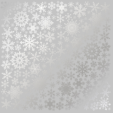 Einseitig bedrucktes Blatt Papier mit Silberfolie, Muster Silberne Schneeflocken, Grau, 30,5 x 30,5 cm