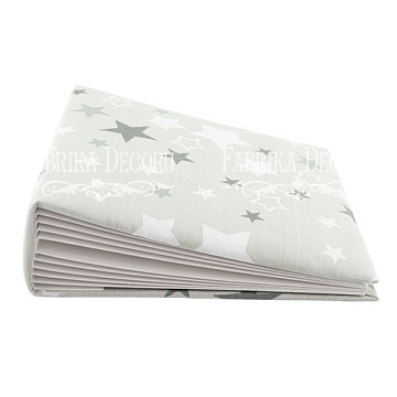 Blankoalbum mit weichem Stoffeinband Weiß-graue Sterne 20cm x 20cm