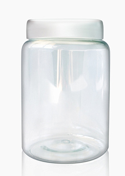 Plastikowy słoik 400 ml, przezroczysty, z białą zakrętką