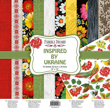 Double-sided scrapbooking paper set Inspired by Ukraine 12"x12", 10 sheets