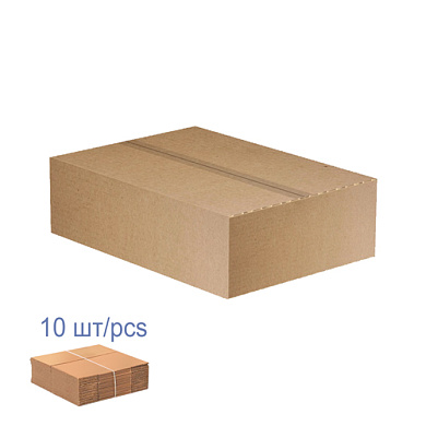 Коробка картонная для упаковки (10шт), 3 слойная, коричневая,  340 х 240 х 90 мм