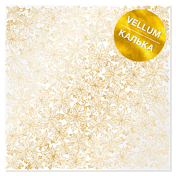 Gold foil vellum sheet, pattern Golden Poinsettia 29.7cm x 30.5cm