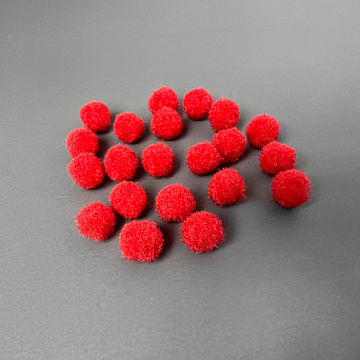 Pompons for crafts and decoration, Red, 20pcs, diameter 10mm