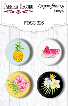 Set of 4pcs flair buttons for scrabooking "Wild Tropics 1" #326