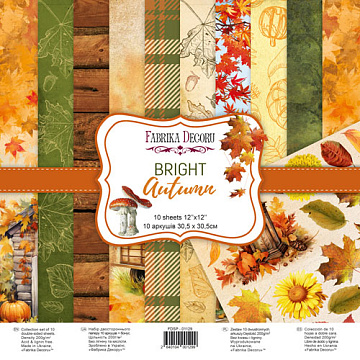 Double-sided scrapbooking paper set Bright Autumn 12”x12", 10 sheets