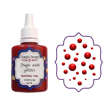 Liquid glass drops with glitter Sparkling ruby 30 ml