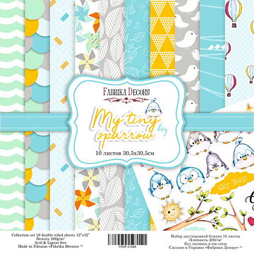 Double-sided scrapbooking paper set My tiny sparrow boy 12"x12" 10 sheets