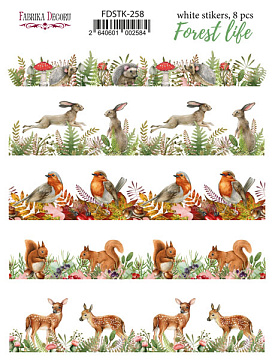Set of stickers 8pcs Forest life #258
