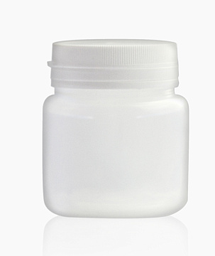 Plastic Jar 50 ml, White plastic, with white cap
