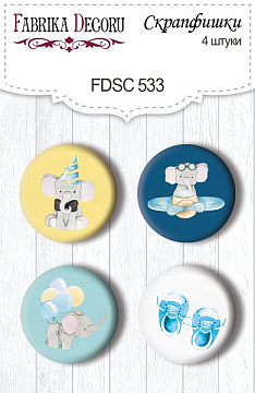 Set of 4pcs flair buttons for scrabooking My cute Baby elephant boy #533