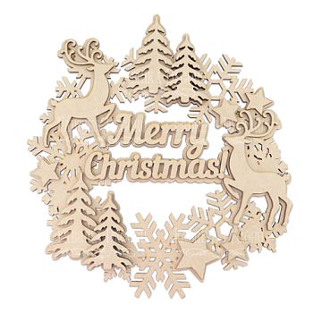 Weihnachtskranz aus MDF "Merry Christmas", 340x300mm, Rohling für Dekoration #215