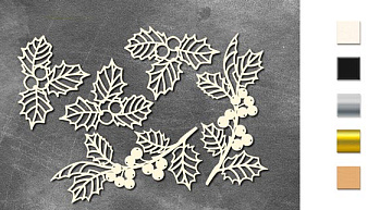 Chipboard embellishments set, Winter botanical diary #763