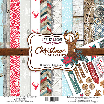 Double-sided scrapbooking paper set Christmas fairytales 12"x12" 10 sheets