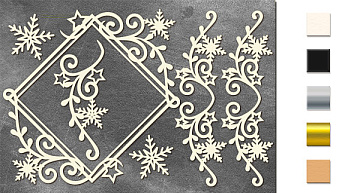 Spanplatten-Set Rhombus und Locken mit Schneeflocken #645