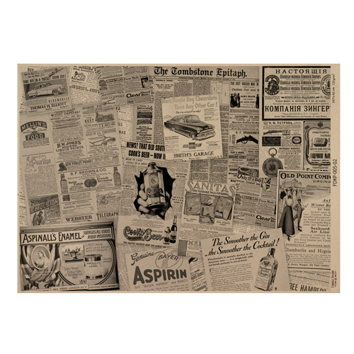 Набор односторонней крафт-бумаги для скрапбукинга Newspaper advertisement 42x29,7 см, 10 листов - Фото 1