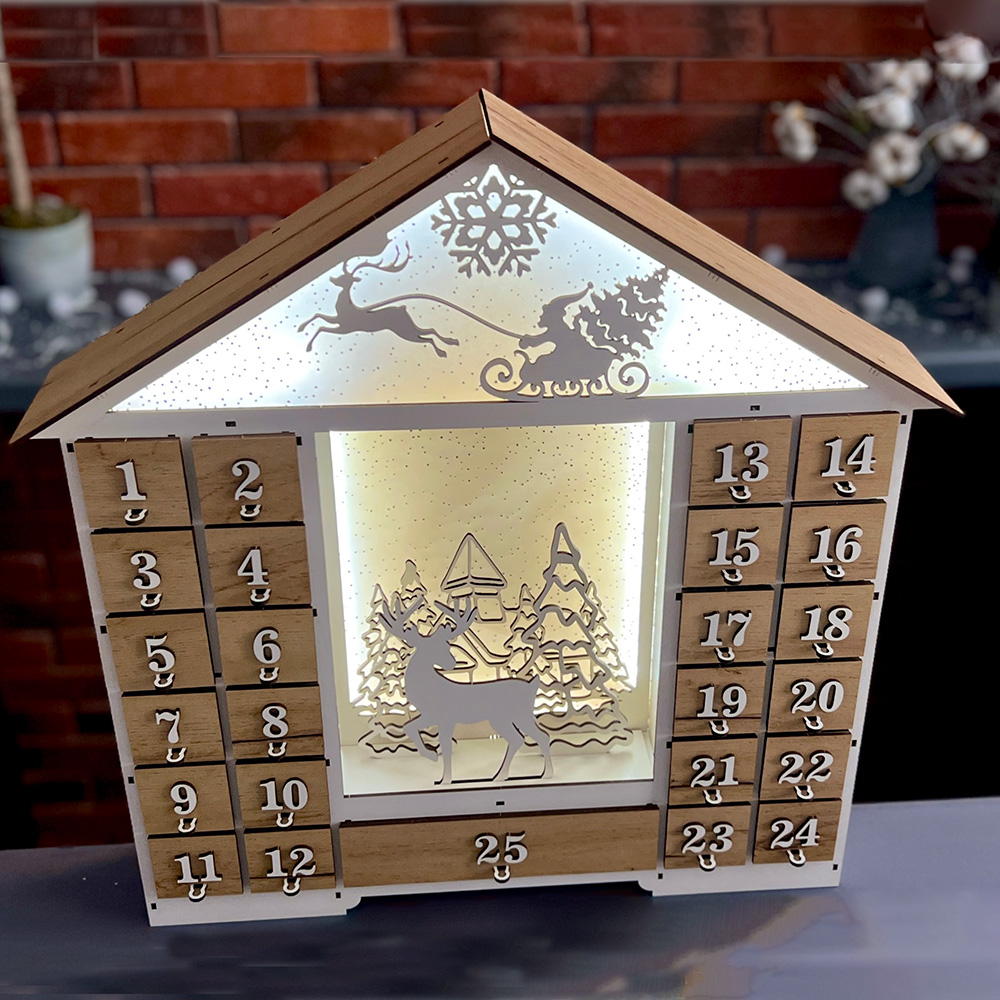 Adventskalender "Feenhaus mit Figuren", für 25 Tage mit Volumenzahlen, LED-Licht, DIY - foto 3  - Fabrika Decoru