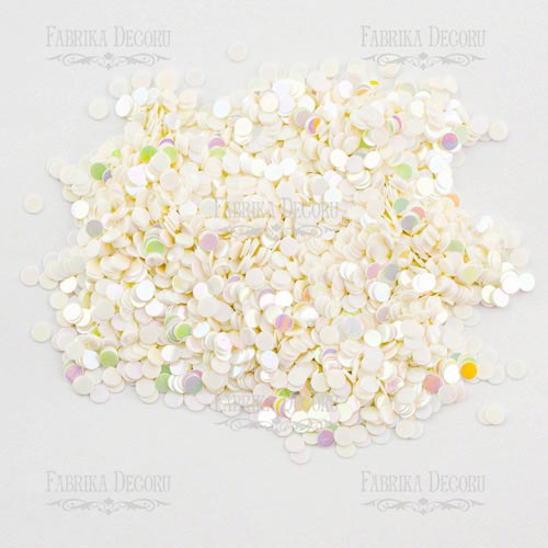 Sequins Round flat, ivory with iridescent nacre, #419 - foto 0