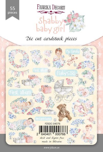 Set of die cuts Shabby baby girl redesign, 55 pcs - foto 0