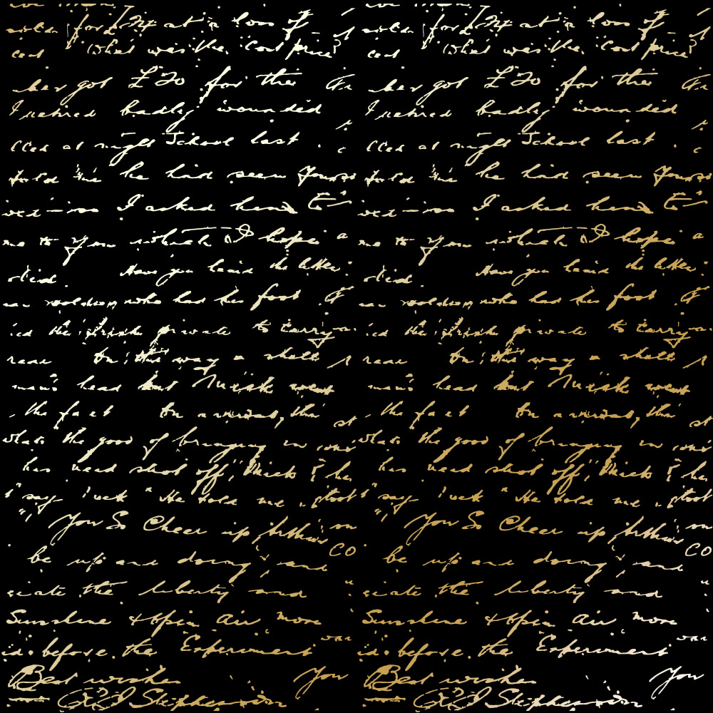 Einseitig bedruckter Papierbogen mit Goldfolienprägung, Muster „Goldener Text Schwarz“ - Fabrika Decoru