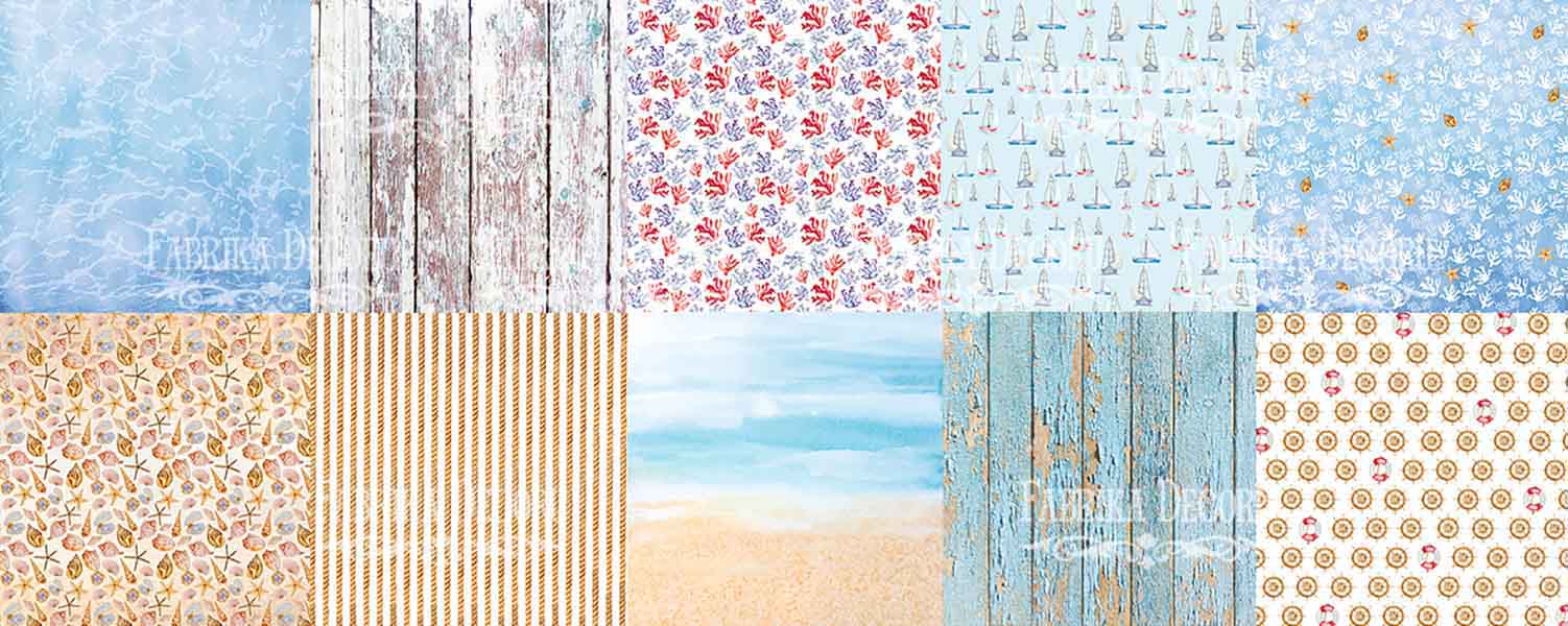 Double-sided scrapbooking paper set Sea Breeze 12"x12" 10 sheets - foto 0