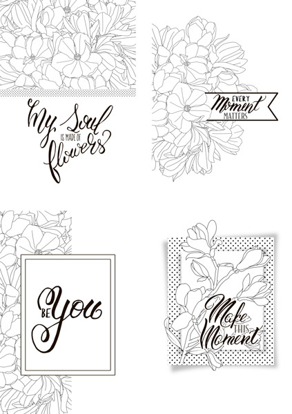 Set of 8pcs 10х15cm for coloring by markers Magnolia in bloom EN - foto 1