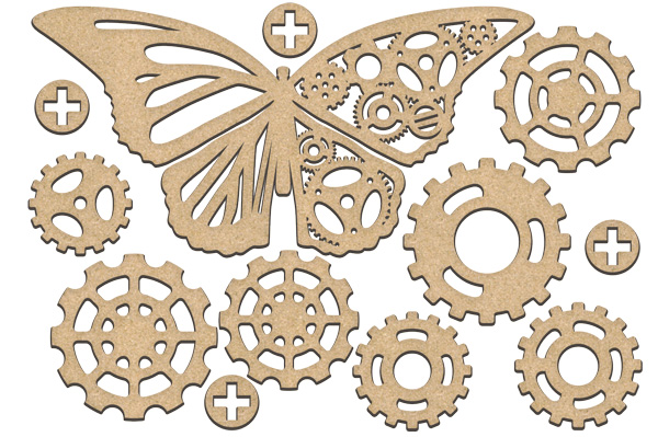 Set of MDF ornaments for decoration #187