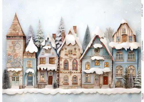 Decoupage Card Snow-covered houses, #0934, 29.7x42cm