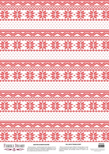Deco vellum colored sheet Red on white embroidery, A3 (11,7" х 16,5")