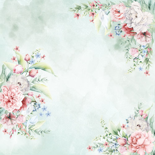 Sheet of double-sided paper for scrapbooking Peony garden #60-04 12"x12"