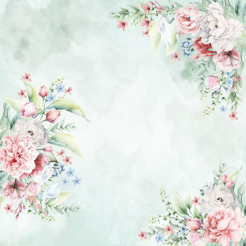 Blatt doppelseitiges Papier für Scrapbooking Peony garden #60-04 12"x12" - Fabrika Decoru