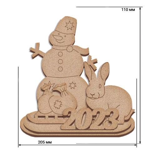 Blank for decoration, Bunny with Snowman, #519 - foto 0