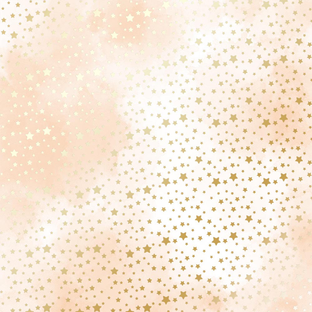 лист односторонней бумаги с фольгированием, дизайн golden stars, beige watercolor, 30,5см х 30,5см