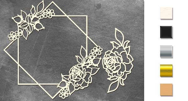 Chipboard embellishments set, "Roses in the square" #338