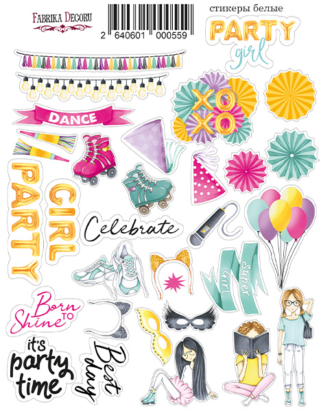 Kit of stickers #055, "Party girl"