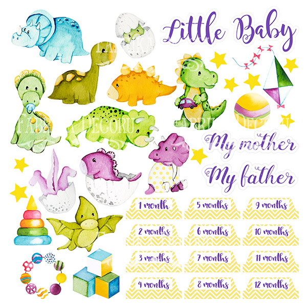 Double-sided scrapbooking paper set Dino baby 12"x12" 10 sheets - foto 11