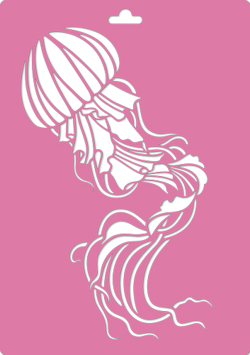 Stencil for decoration XL size (21*30cm), Jellyfish, #220