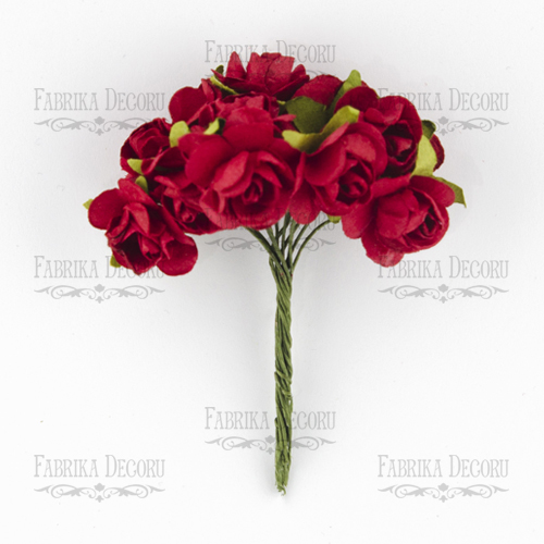 Zestaw małych kwiatów "Bukiet róż". Czerwony. 12 sztuk  - Fabrika Decoru