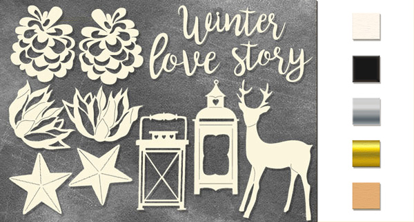 Spanplatten-Set "Winter Love Story 1" #240 - Fabrika Decoru