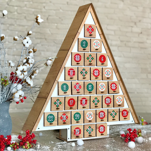 Adventskalender für 31 Tage Weihnachtsbaum mit Aufklebern Zahlen, DIY - foto 1  - Fabrika Decoru