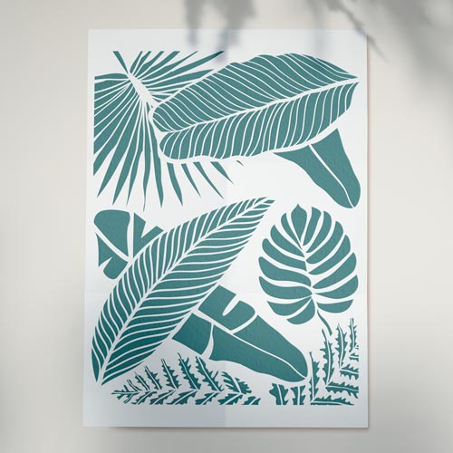 Stencil reusable, 15x20cm Exotic leaves, #395 - foto 0