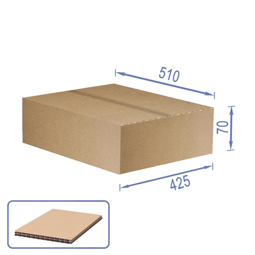 Cardboard box for packaging, 10 pcs set, 5 layers, brown, 510 х 425 х 70 mm - foto 0