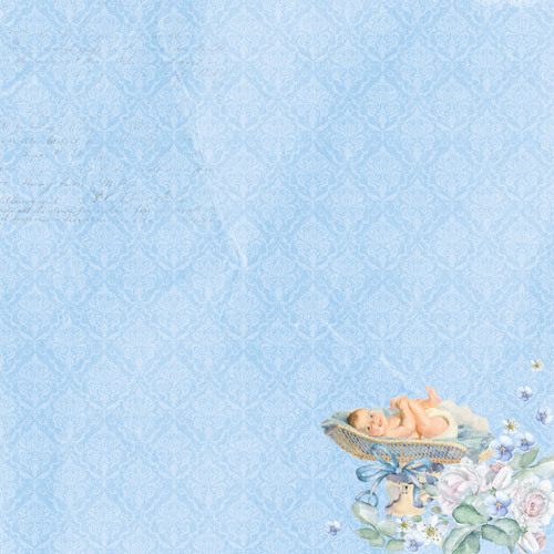 Double-sided scrapbooking paper set  "Shabby baby boy redesign" 8”x8”  - foto 4
