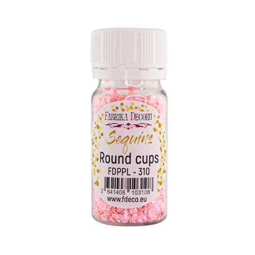 Sequins Round cups, pink with iridescent nacre, #310